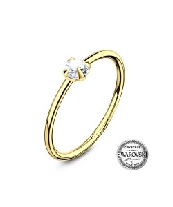 Gold Plated Crystal Clear Silver Nose Ring NSKR-1003-GP